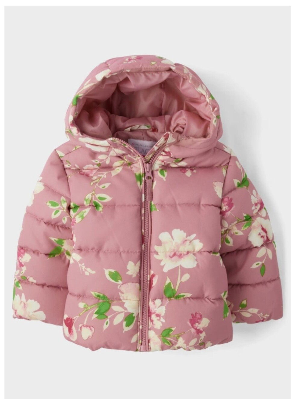 The Children's Place Toddler Girl Pink Floral Puffer Jacket - Size 2T